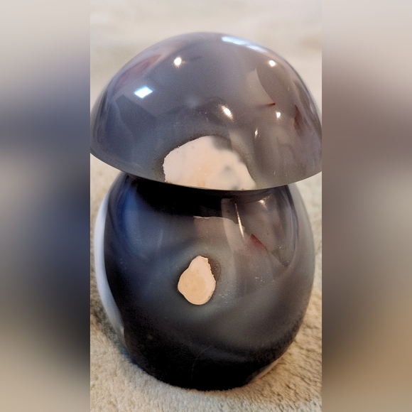 Grey Blue Orca Agate Fat Mushroom Carving- Large - Picture 16 of 16